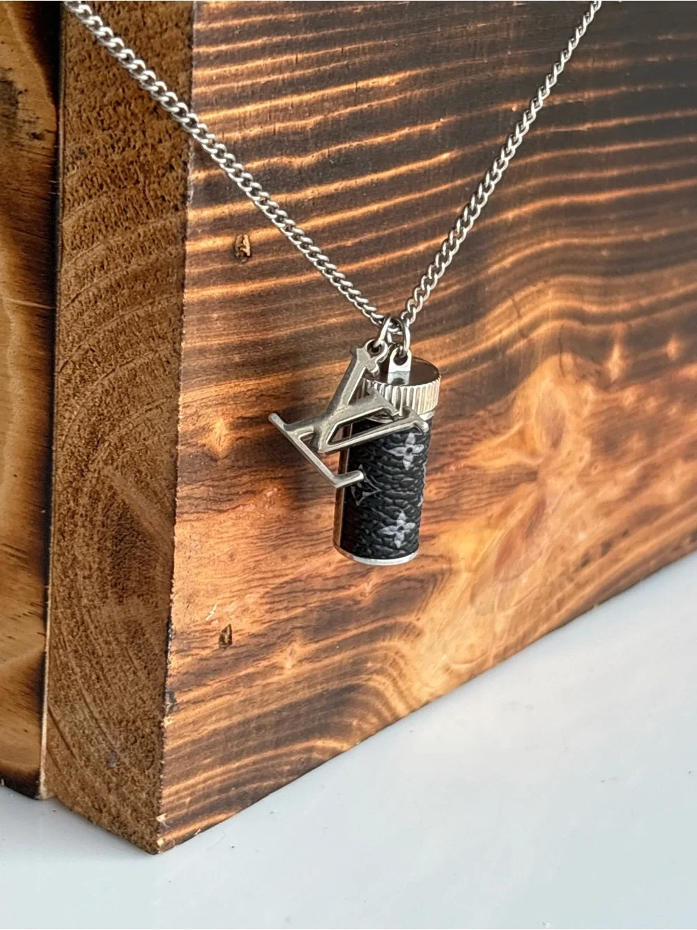 Louis Vuitton Black and Silver Pendant Necklace